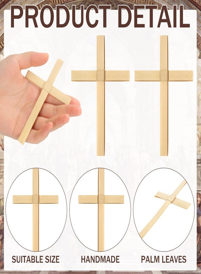 GlikCeil مجموعة من 25 قطعة من صلبان أحد الشعانين من جليك سيل، زينة يدوية الصنع من سعف النخيل، أغصان سعف النخيل، صلبان أفريقية مجففة، زينة عيد الفصح، 7.09 × 4.72 بوصة - Image 3