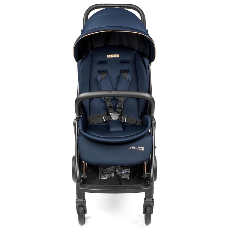 Peg Perego Selfie Plus Lightweight and Compact Stroller Blue Shine Blue  Copper - Image 2