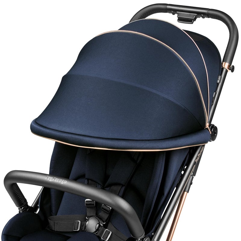 Peg Perego Selfie Plus Lightweight and Compact Stroller Blue Shine Blue  Copper - Image 5