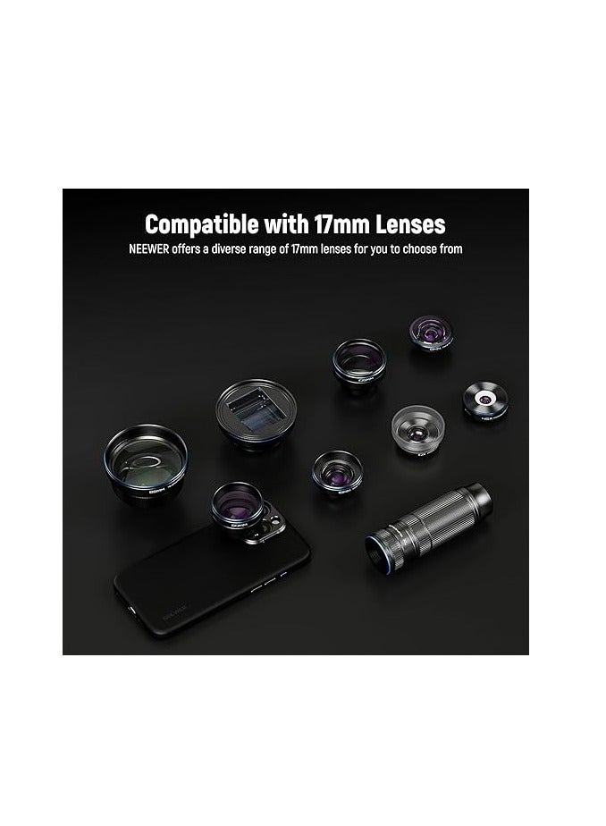 نيوير جراب هاتف NEEWER لهاتف iPhone 16 Pro Max، جراب واقٍ متين من مادة TPU/PC مع حوامل عدسات 17 مم، محول فلتر 67 مم، جلد صناعي غير قابل للانزلاق، متوافق مع iPhone 16 Pro Max MagSafe، PA084 أسود - Image 3
