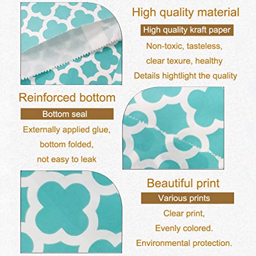 KEYYOOMY 100 Pcs Teal Blue Candy Buffet Bags - Small Polka Dot Paper Treat Bags for Wedding & Birthday Party (5 x 7 inch) - Image 3