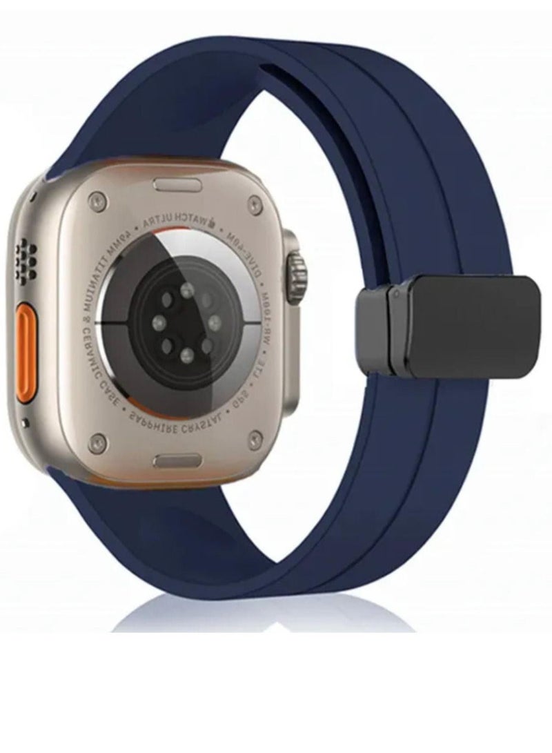 Apple Watch band with magnetic fastener, size 45/49, navy blue - Image 1