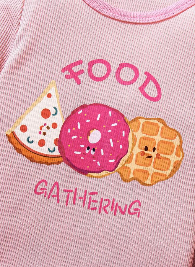 Take Two Girls Pink Graphic Print T-Shirt And Pyjama Set - Image 2