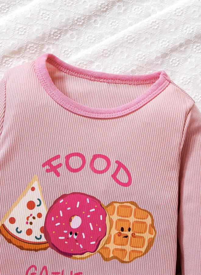 Take Two Girls Pink Graphic Print T-Shirt And Pyjama Set - Image 4