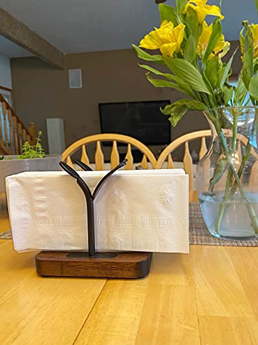 ALLCENER Leaf Napkin Holder, Wooden Napkin Holder for Tables, Freestanding Tissue Dispenser for Kitchen Countertop, Dining, Picnic Table, Indoor & Outdoor Use, Home Decor, Modern, Sturdy, Easy Assembly, Black - Image 5