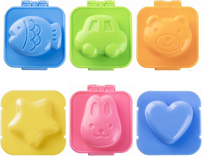 YunKo 6Pcs Egg Rice Mold Hard Boiled Egg Mold Fish Car Heart Shape Onigiri Molds Rice Ball Maker, Fondant Cake Pop Decorating Tool Fun Cookery Kitchen Gadgets - Image 1