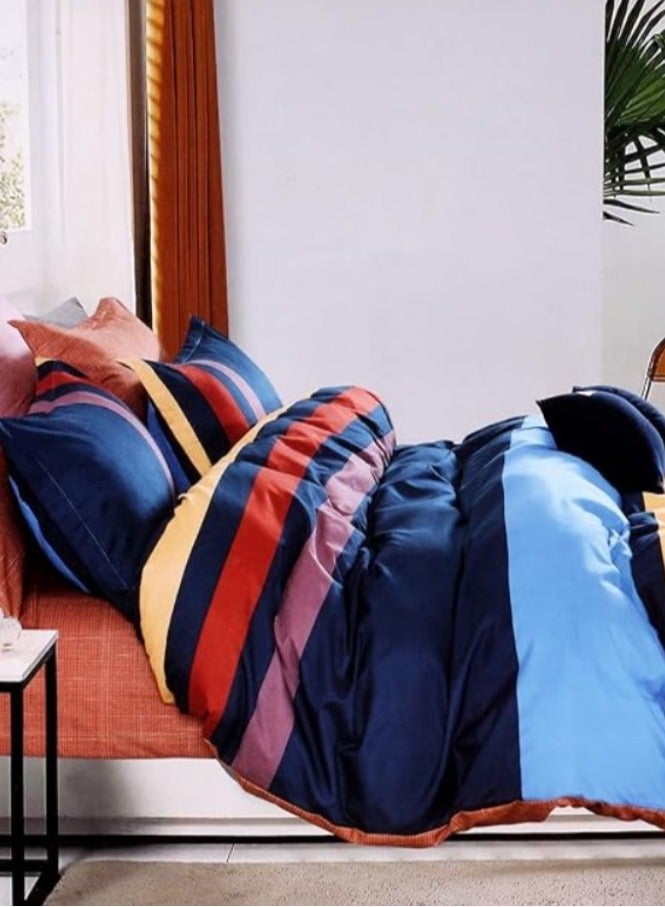 REZLAN UAE ريزلان الإمارات - أطقم أغطية لحاف أنيقة - كوين، مزدوج، كامل (غطاء لحاف: 205x205 سم - ملاءة مشدودة: 180x200 سم - 2 غطاء وسادة: 50x75 سم) قماش ميكروفايبر لمتانة ونعومة إضافية (أركنسيل) - Image 1
