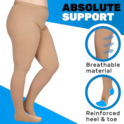 ABSOLUTE SUPPORT Made in USA - Opaque Compression Pantyhose for Women 20-30mmHg - Graduated Support Compression Stockings for Pregnancy, Post Surgery, Varicose Veins Circulation - Beige, Medium - A204BE2 - Image 4