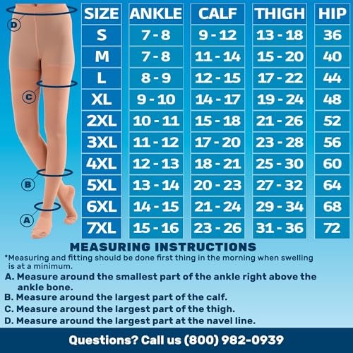 ABSOLUTE SUPPORT Made in USA - Opaque Compression Pantyhose for Women 20-30mmHg - Graduated Support Compression Stockings for Pregnancy, Post Surgery, Varicose Veins Circulation - Beige, Medium - A204BE2 - Image 5