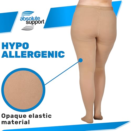 ABSOLUTE SUPPORT Made in USA - Opaque Compression Pantyhose for Women 20-30mmHg - Graduated Support Compression Stockings for Pregnancy, Post Surgery, Varicose Veins Circulation - Beige, Medium - A204BE2 - Image 3