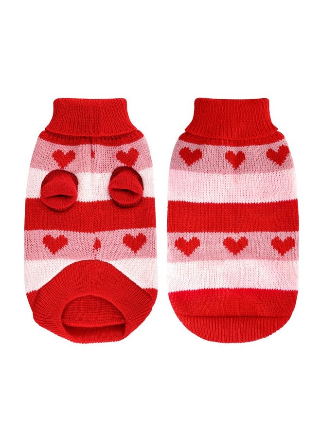 Rbenxia Dog Heart Knitted Sweater Warm Pet Dog Clothes Winter Dog Outfits for Small Puppy Cat Pets (Red, S) - Image 2