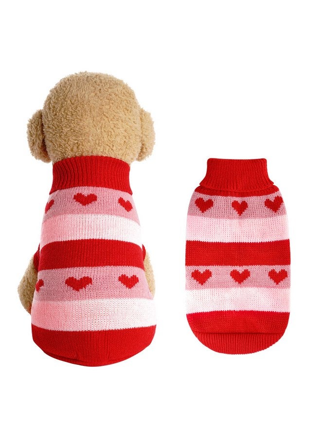 Rbenxia Dog Heart Knitted Sweater Warm Pet Dog Clothes Winter Dog Outfits for Small Puppy Cat Pets (Red, S) - Image 1