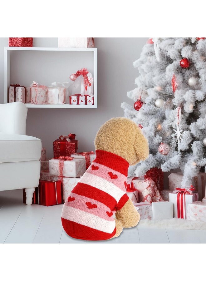 Rbenxia Dog Heart Knitted Sweater Warm Pet Dog Clothes Winter Dog Outfits for Small Puppy Cat Pets (Red, S) - Image 5