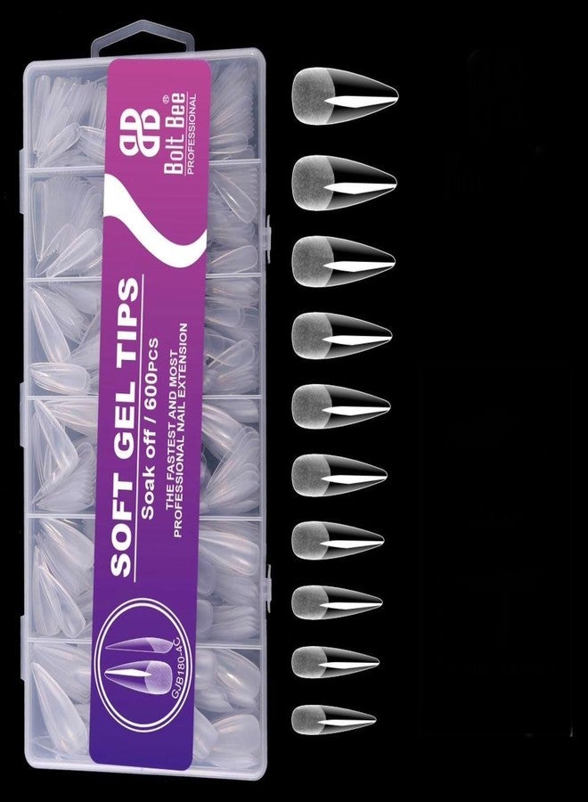 Bolt bee Soft Gel NailTips, Full Cover Clear Soft Nail Tips for Artificial False Nails Extension Nail Salons DIY NailArt with Box, 600PCS (03) - Image 1