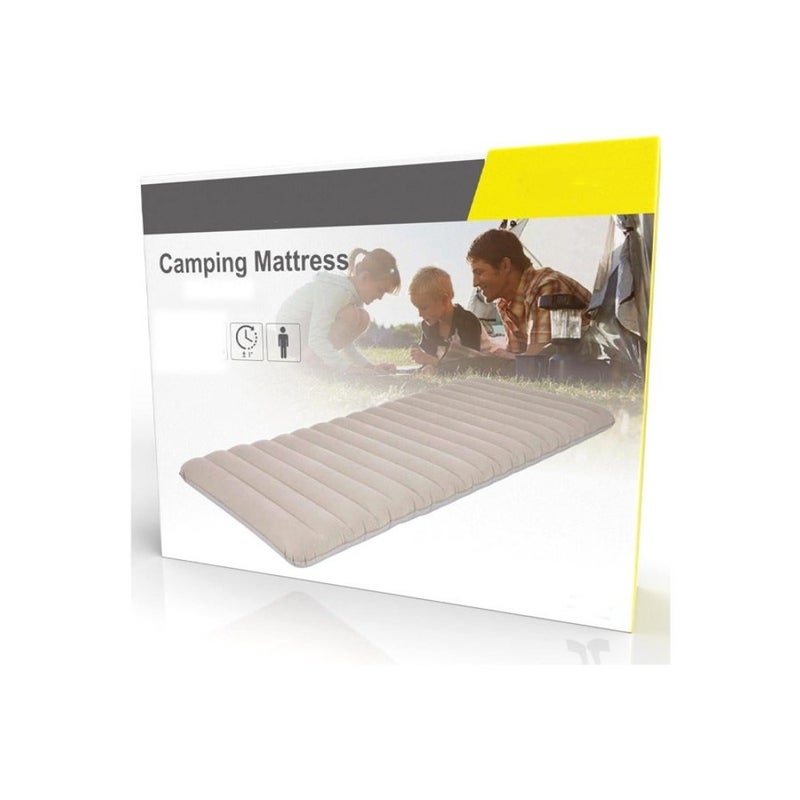 Inflatable Single Size Camping Mattress Beige 183x71cm - Image 4