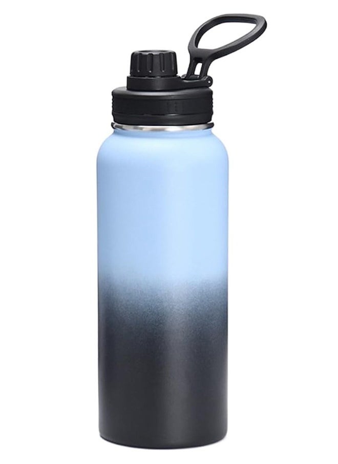 Arabest - 1L Stainless Steel Drinking Bottle, Sports Canteen Water Bottle with Handle, Insulated Water Bottles for Hiking & Biking (Black & Blue) - Image 1