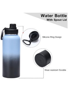 Arabest 1L Stainless Steel Drinking Bottle, Sports Canteen Water Bottle with Handle, Insulated Water Bottles for Hiking & Biking (Black & Blue)  - Image 3