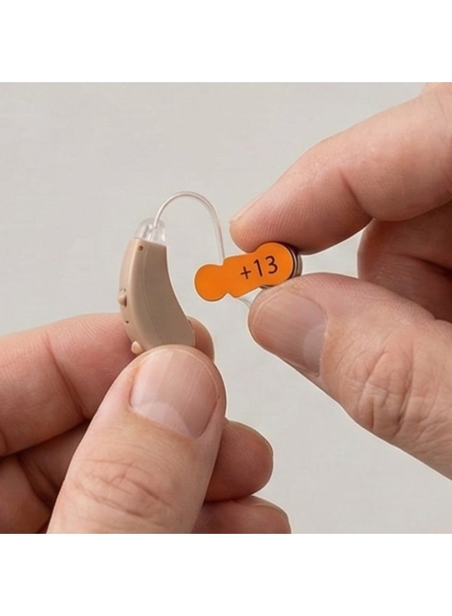 Size 13 Hearing Aid Battery 1.45V Zinc Air (Orange Tab) - PR48 Replacement Button Cell for BTE & ITE Digital Hearing Aids & Ear Machines [Pack of 6] - Long Lasting - Image 5