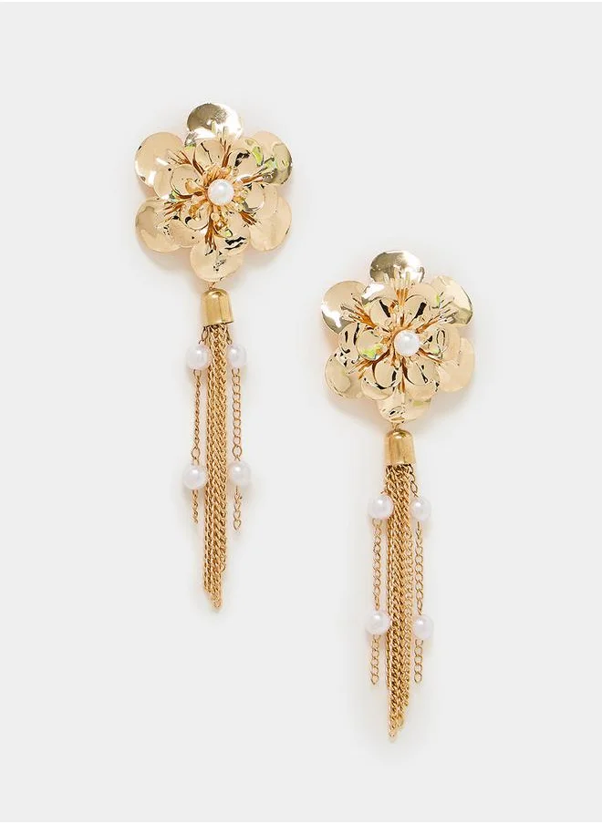 ستايلي Floral & Tassel Drop Earrings