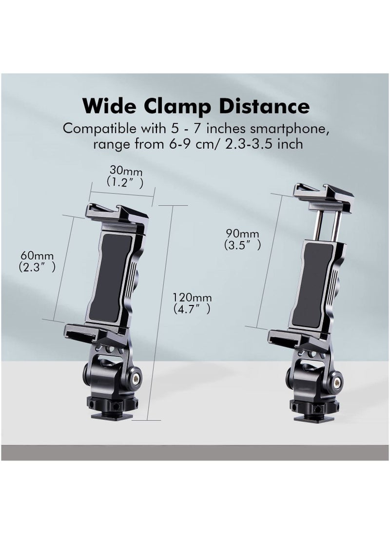 KASTWAVE - Metal Phone Tripod Mount with Rotating Cold Shoe 360 Rotate and Tilt Angles,Compatible with iPhone Samsung Smartphone Holder Adapter, Desktop Tripod for Cell Phone,Video Live Streaming Vlogging Rig - Image 1