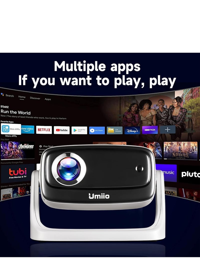Umiio Umiio U10 135° Adjustable Portable Multimedia Projector Full HD 1080P, 4K Supported, WiFi & Bluetooth, LED Dustproof Design for Home Cinema & Outdoor Use, HDMI, Dual USB, AV with Carry Bag (White)  - Image 3