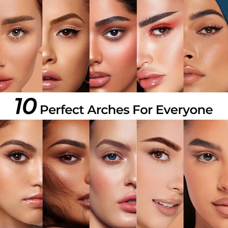 SACE LADY Eyebrow Stamp Kit, Brow Stencil Easy to Use & Natural Looking, Pigmented Long Lasting Eye Brow Cream with Brush and 10 Reusable Eye Stencils, 0.07Oz (#02 Dark Brown) - Image 4