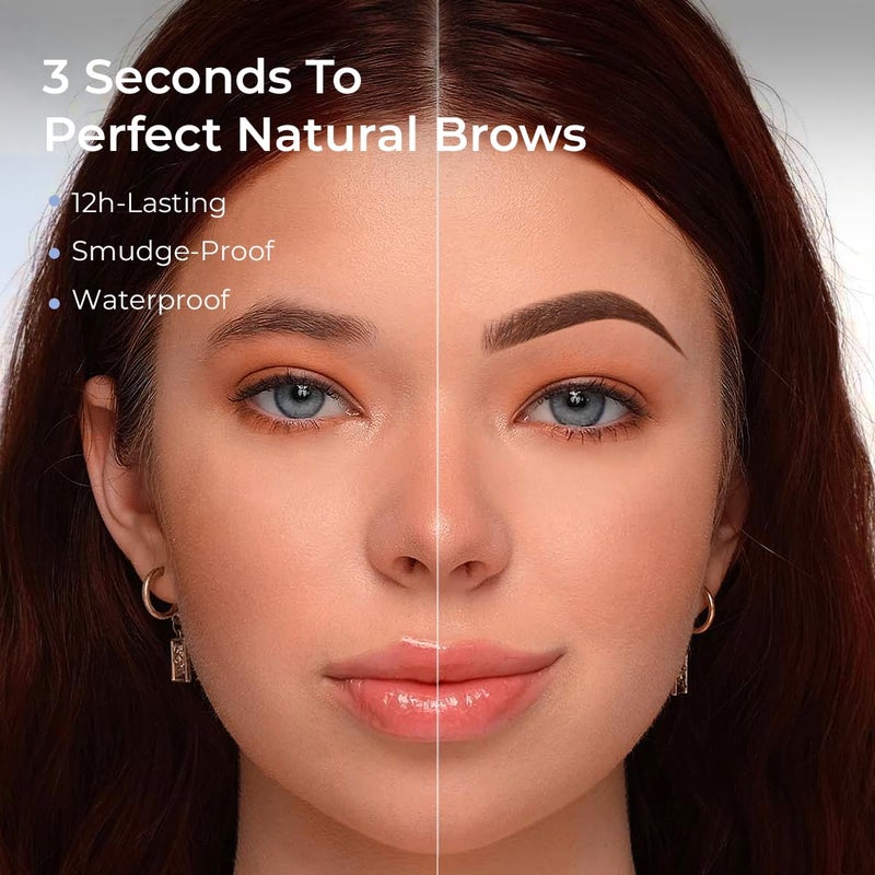 SACE LADY Eyebrow Stamp Kit, Brow Stencil Easy to Use & Natural Looking, Pigmented Long Lasting Eye Brow Cream with Brush and 10 Reusable Eye Stencils, 0.07Oz (#02 Dark Brown) - Image 2