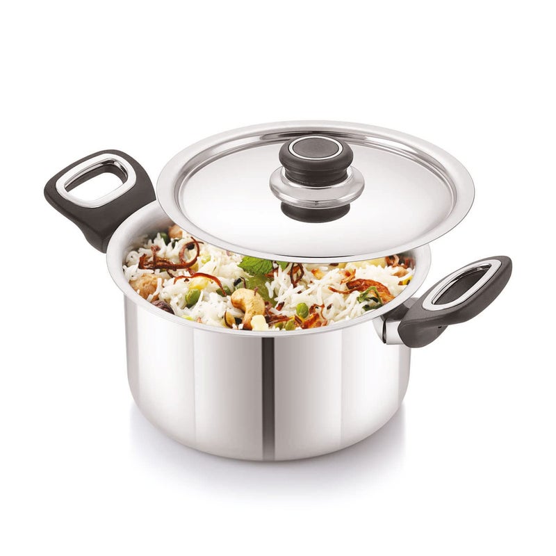 Anjali FPCS14 Stainless Steel Fiesta Pro Casserole with Stainless Steel Lid 14 cm with Induction Base, 900 ml - Image 2