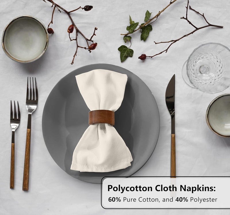 Zoyer Cloth Napkins Set of 12 18x18 Inches Cotton Enrich Napkins Cloth Washable Soft  Durable Dinner Napkins for Parties Wedding Christmas Thanksgiving  Everyday Use  Ivory - Image 4