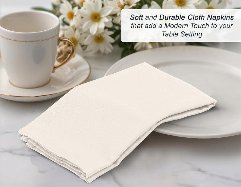 Zoyer Cloth Napkins Set of 12 18x18 Inches Cotton Enrich Napkins Cloth Washable Soft  Durable Dinner Napkins for Parties Wedding Christmas Thanksgiving  Everyday Use  Ivory - Image 5