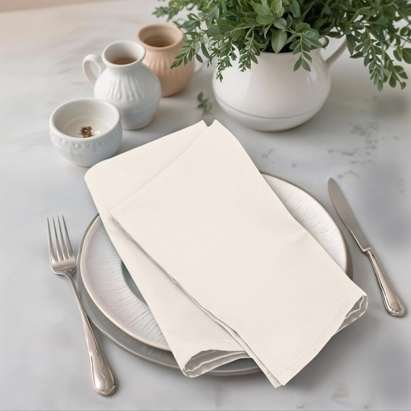 Zoyer Cloth Napkins Set of 12 18x18 Inches Cotton Enrich Napkins Cloth Washable Soft  Durable Dinner Napkins for Parties Wedding Christmas Thanksgiving  Everyday Use  Ivory - Image 2