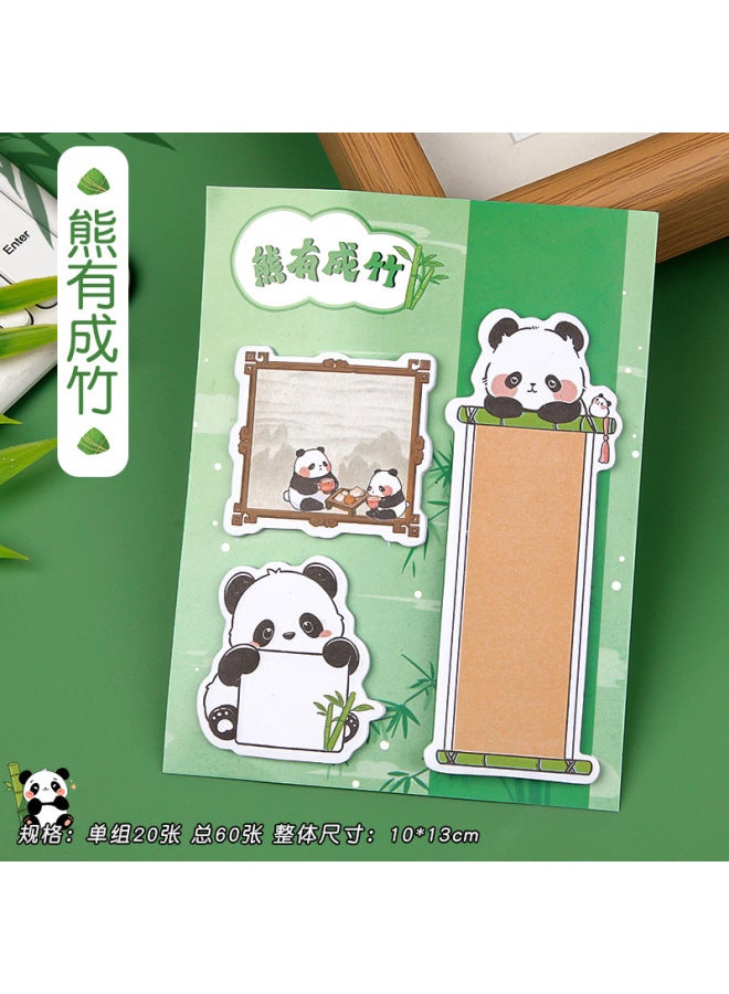 HELPS Cartoon Cute Panda Combination Post-it Notes For Students With High Color Value Tearable Notes Alien Message Notes N Stickers - Image 1
