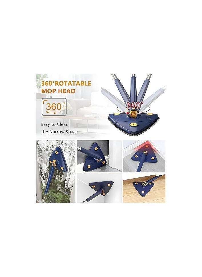 JAJEEK Rotatable Adjustable Triangle Cleaning Mop – 360° Flexible Head with Stainless Steel Long Handle, Microfiber Pad for Wet & Dry Use, Corner & Wall Cleaning, Easy Swivel Floor Mop for Home, Office, Tiles, Wood & Glass Surfaces  - Image 2