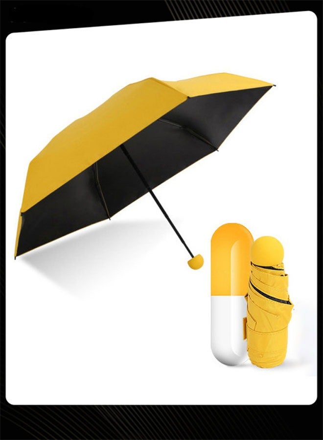 CABINA HOME 5-Folding Mini Capsule Umbrella Lightweight and Portable Umbrella Vigor Yellow - Image 2