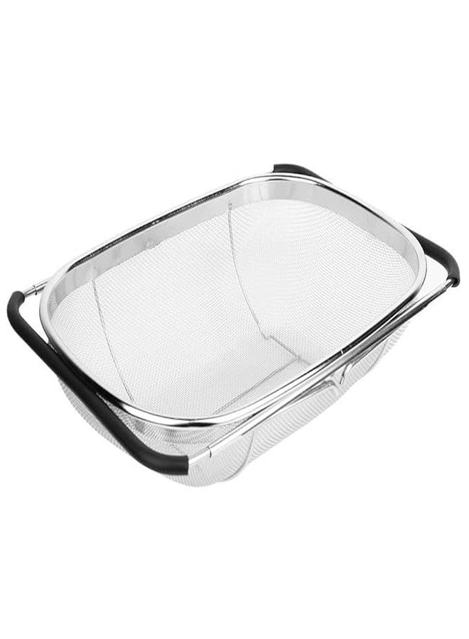 ONTRIP Over The Sink Colander Strainer Basket Stainless Steel, for Kitchen Sink with Rubber Grip, Fine Mesh Stainless Steel, Large, Expandable Metal Strainer for Pasta, Food, Vegetables - Image 1