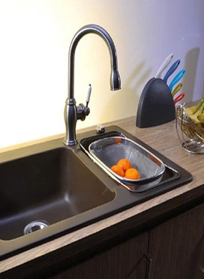 ONTRIP Over The Sink Colander Strainer Basket Stainless Steel, for Kitchen Sink with Rubber Grip, Fine Mesh Stainless Steel, Large, Expandable Metal Strainer for Pasta, Food, Vegetables - Image 4