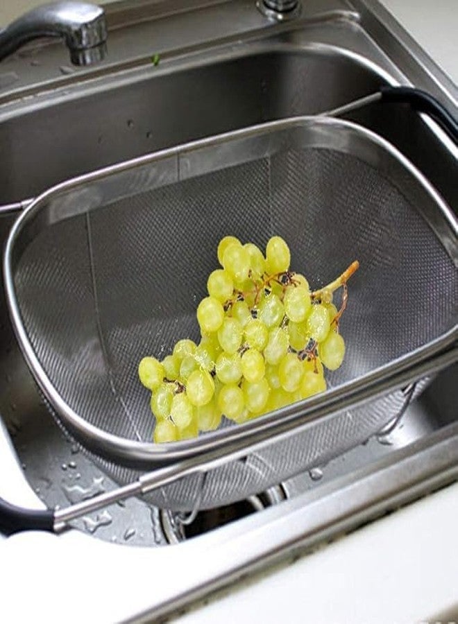 ONTRIP Over The Sink Colander Strainer Basket Stainless Steel, for Kitchen Sink with Rubber Grip, Fine Mesh Stainless Steel, Large, Expandable Metal Strainer for Pasta, Food, Vegetables - Image 3