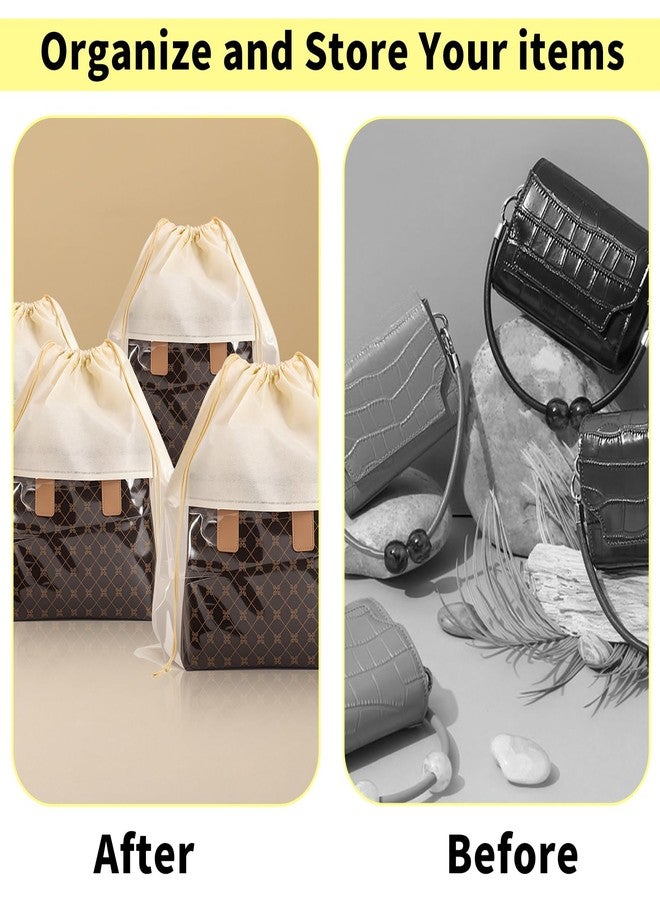 Bgtecho 12 Pcs Shoe Bags for Travel, Dust Bags for Handbags, Dustproof Drawstring Bags in 4 Size, Breathable Non Woven Fabric Storage Bag for Handbags Shoes Purses, Beige - Image 3