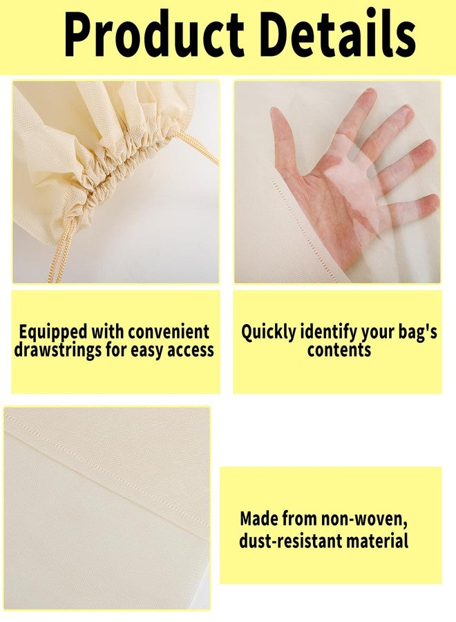 Bgtecho 12 Pcs Shoe Bags for Travel, Dust Bags for Handbags, Dustproof Drawstring Bags in 4 Size, Breathable Non Woven Fabric Storage Bag for Handbags Shoes Purses, Beige - Image 4