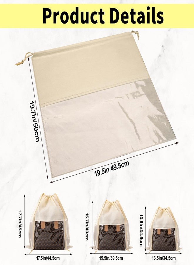 Bgtecho 12 Pcs Shoe Bags for Travel, Dust Bags for Handbags, Dustproof Drawstring Bags in 4 Size, Breathable Non Woven Fabric Storage Bag for Handbags Shoes Purses, Beige - Image 2