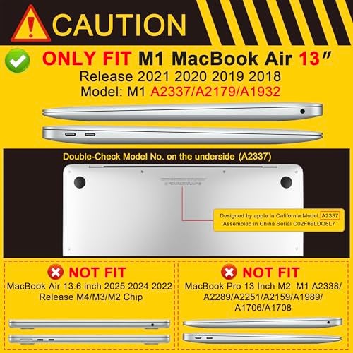 Batianda Shockproof Matte Case for M1 MacBook Air 13 Inch 2020 2019 2018 Model A2337 A2179 A1932 with Touch ID, Heavy Duty Hard Shell Case with Fold Kickstand & Keyboard Cover Skin, Lavender Gray - Image 2