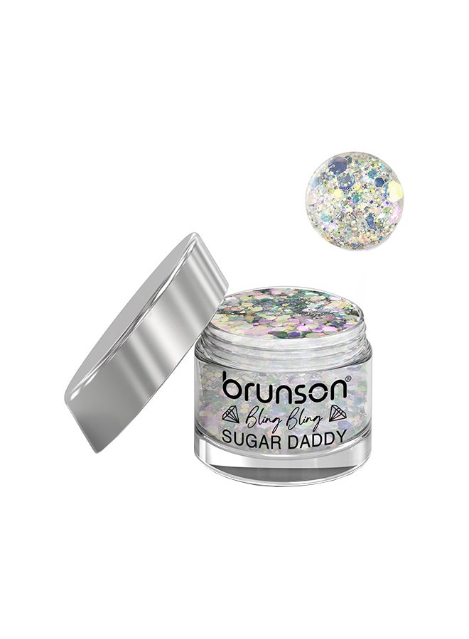 brunson Acrylic Nail Powder DIP And Buff System, Sugar Daddy Glittered 30ml BXC001