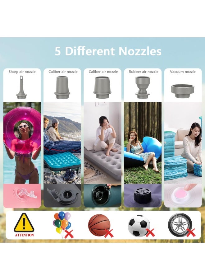 general Portable Air Pump for Inflatables, Mini Electric Rechargeable Inflate Deflate Pump with Camping Light for Pool Floats, Swimming Rings, Air Mattress, Sleeping Pads, Vacuum Storage Bags - Image 5