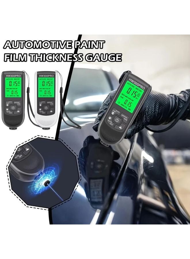 White Automotive Paint Film Thickness Gauge HW 300PRO 0 2000UM Digital Coating Tester - Image 4
