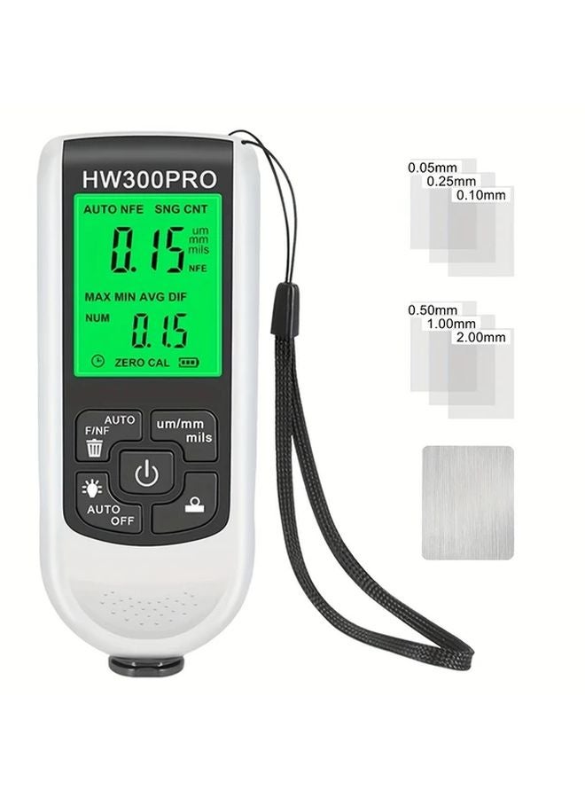 White Automotive Paint Film Thickness Gauge HW 300PRO 0 2000UM Digital Coating Tester - Image 1