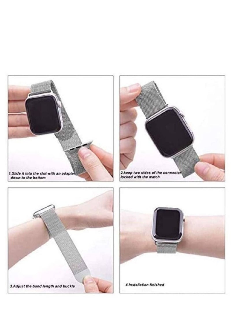 Generic - Replacement Milanese Loop Strap for Apple iWatch Series Band 38/40 mm silver - Image 1