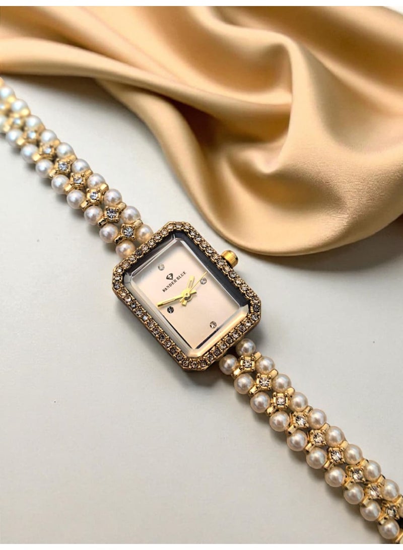 فاندر بلو ساعة يد انيقة رسمية للنساء انالوج بعقارب وحركة كوارتز من الستانلس ستيل ومقاومة للماء - Image 1