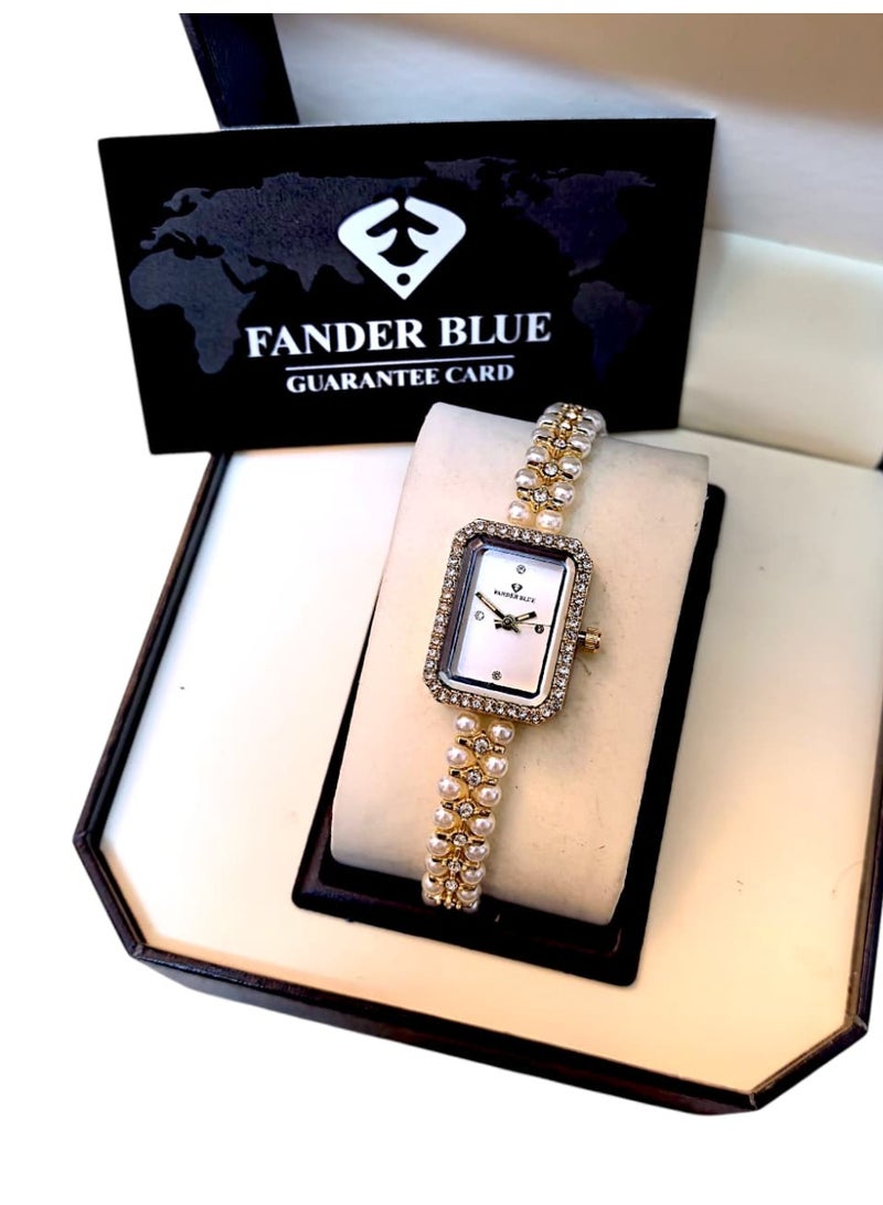 فاندر بلو ساعة يد انيقة رسمية للنساء انالوج بعقارب وحركة كوارتز من الستانلس ستيل ومقاومة للماء - Image 4