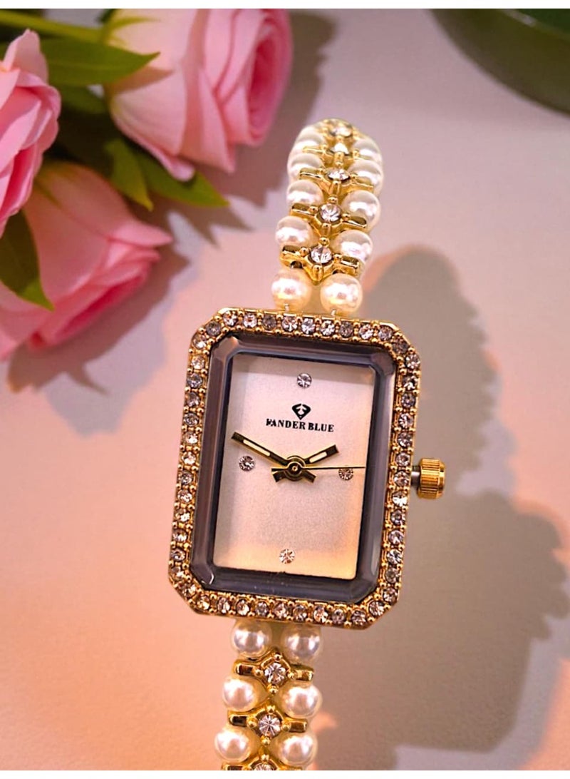 فاندر بلو ساعة يد انيقة رسمية للنساء انالوج بعقارب وحركة كوارتز من الستانلس ستيل ومقاومة للماء - Image 2