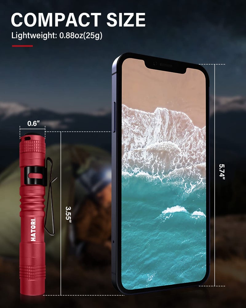 HATORI Flashlights Bright LED Flashlight Super Mini Flashlight with High Lumens Flash Light Pen Light Small Flashlights for Emergencies Outdoor Pocket Flashlight (1 Pack) - Image 3